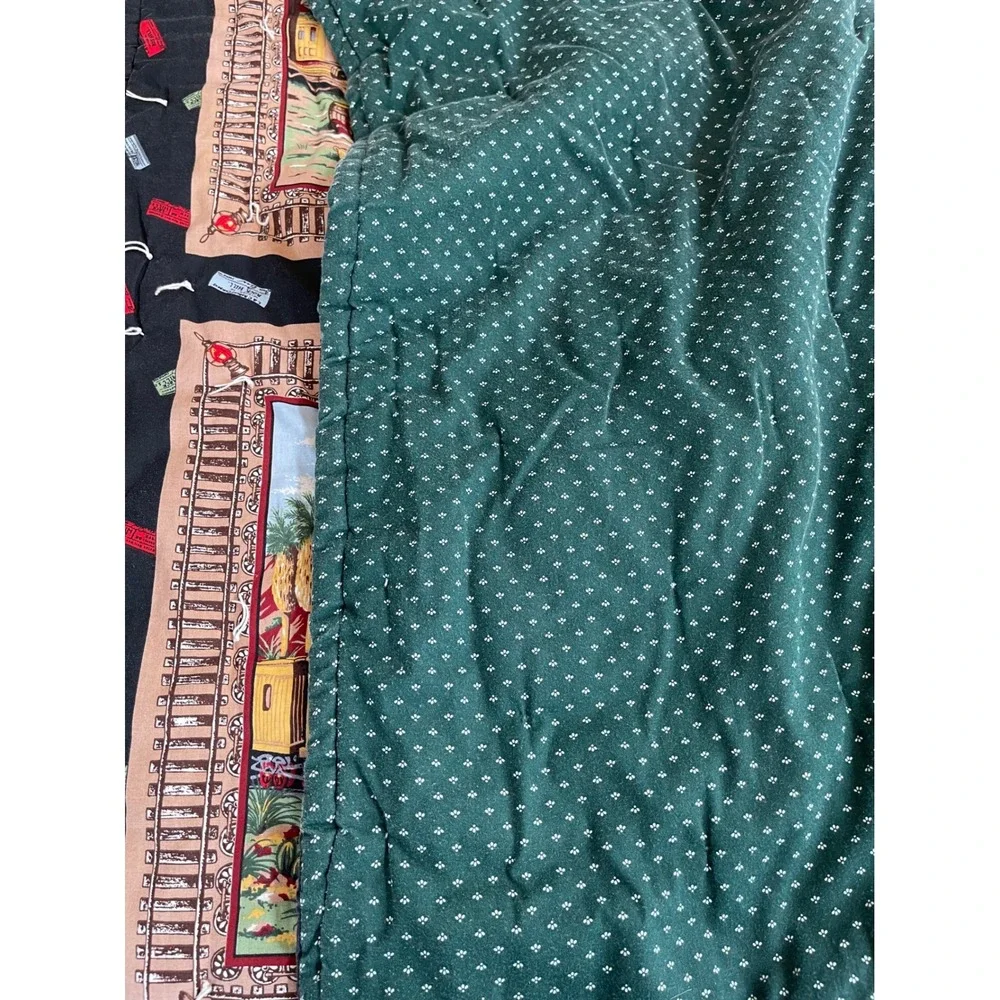Vintage Steam Engine Locomotive Train Quilted Throw Blanket 48x40 Railroad Theme